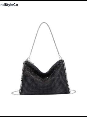 Sparkly Evening Handbag Clutch with Crossbody Chain Strap